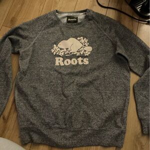 Roots Gray Crewneck with Cream Logo Beavertail Graphic